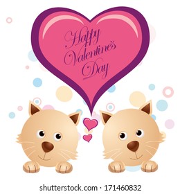 a pair of cats with a heart and a message in it