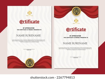 un par de plantillas de retrato de certificado. con el rojo moderno. plantilla de certificado de diploma