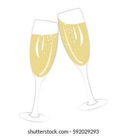 Pair of champagne glasses on a white background
