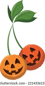 Pair of cherry pumpkins, vector illustration.