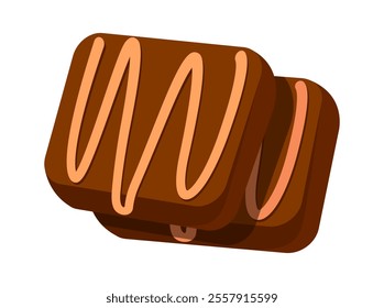 Pair of chocolate brownies vector illustration