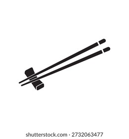 Pair of chopsticks silhouette vector flat illustration design
