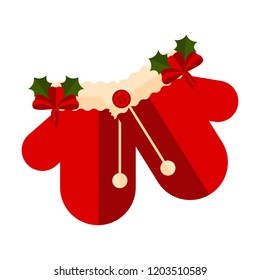 Pair of christmas gloves icon. Vector illustration design