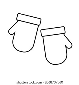 Pair of Christmas gloves. Mittens line art vector.