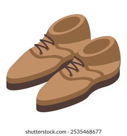 Par de zapatos clásicos de cuero marrón con cordones, perfecto para un hombre de negocios o para una ocasión especial, en vista isométrica