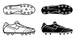 Pair Of Classic Soccer, Football Boot, Spiked Sneaker Icon. Isolated Vector On White Background