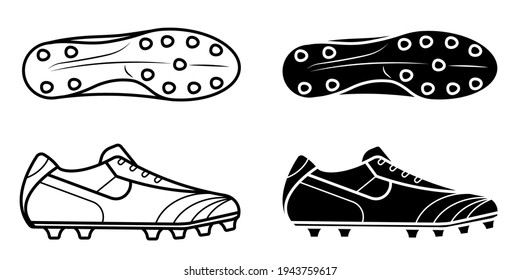 pair of classic soccer, football boot, spiked sneaker icon. Isolated vector on white background