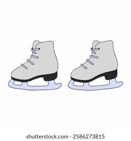 A pair of classic white ice. Perfect for winter sports themes, holiday decorations, and figure skating designs.
