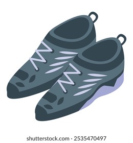 Pair of climbing shoes isometric icon for web design isolated on white background