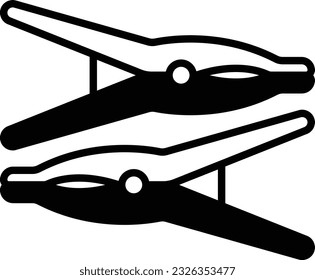 Pair of Clothes Pegs concept, Plastic clothespins vector icon design, Housekeeping symbol, Office caretaker sign, porter or cleanser equipment stock illustration