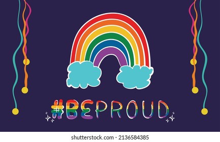 Pair of clouds and a rainbow LGBT concept Vector