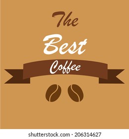 a pair of coffee beans and a ribbon with text