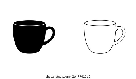 Pair of Coffee Cups - Black and White Mug Icon Set for Coffee Shop Branding and Menu Design