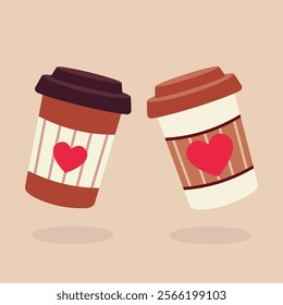 A pair of coffee glasses. Vector illustration in flat style.