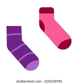 Pair of colored baby socks. Colorful clothes for men. Cartoon vector illustration. Fashion, outfit concept