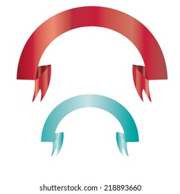 a pair of colored ribbons on a white background