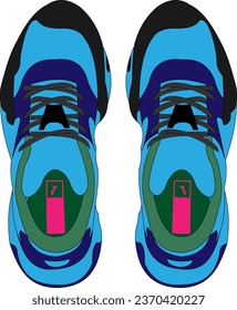 un par de zapatillas de colores, vista superior