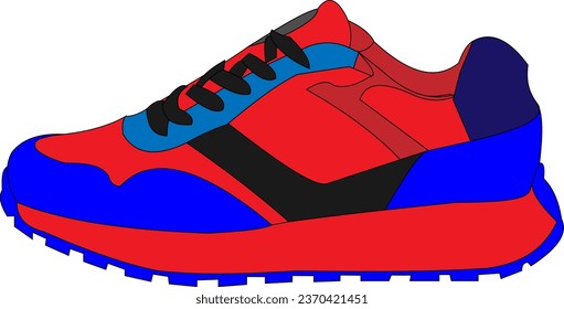 pair of colored and sports sneakers side view