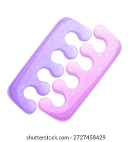 Ein Paar bunte Finger und Zehenseparator, Pediküre. Symbol auf weißem Hintergrund. Das Konzept der Schönheit und Nageldesign. Vektorgrafik-Banner einzeln, Postkarte, Broschüre, Flyer