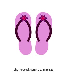 Pair of Colorful flip flops. Beach slippers.Vector icon isolated on white background