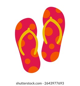 A pair of colorful flip-flops on white. Summer concept vector illustration.