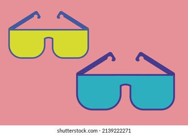 pair of colorful glasses on salmon colored background