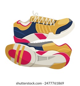 A pair of colorful running shoes on a white background. Vector illustration