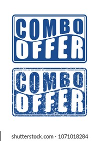 Pair of Combo offer blue square rubber stamps in grunge and solid style.