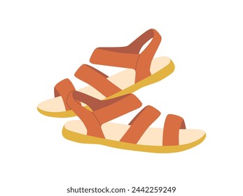 Pair of comfortable sandals. Comfortable summer shoes. Vector illustration in flat style