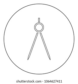 Pair of compasses  icon black color in circle or round vector illustration