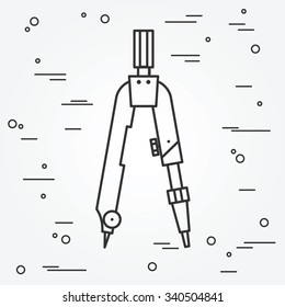 Pair of compasses icon thin line for web and mobile, modern minimalistic flat design. Vector dark grey icon on light grey background.