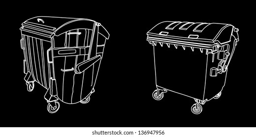 pair of containers isolated on black background with clipping path