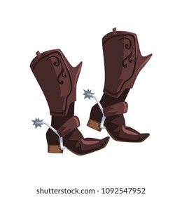 Pair of cowboy leather boots vector Illustration on a white background