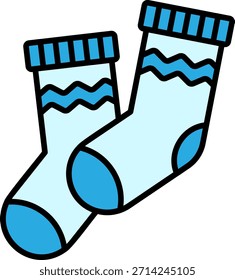 Par de calcetines de invierno azul acogedor Ilustración de icono