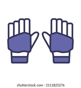 Pair Of Cricket Gloves Icon. Editable Bold Outline With Color Fill Design. Vector Illustration.