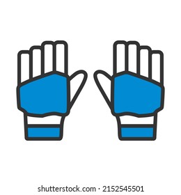 Pair Of Cricket Gloves Icon. Editable Bold Outline With Color Fill Design. Vector Illustration.