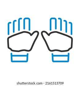 Pair Of Cricket Gloves Icon. Editable Bold Outline With Color Fill Design. Vector Illustration.