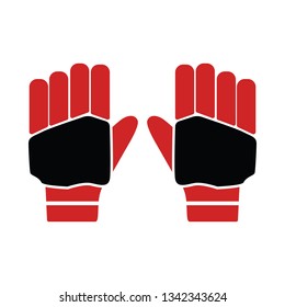 Pair of cricket gloves icon. Flat color stencil design. Vector illustration.