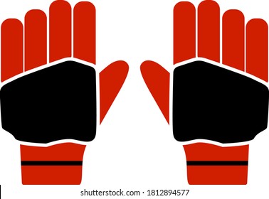 Pair Of Cricket Gloves Icon. Flat Color Design. Vector Illustration.