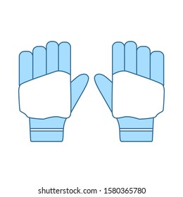 Par De Luvas De Críquete Ícone. Linha Fina Com Design De Preenchimento Azul. Ilustração de vetor.