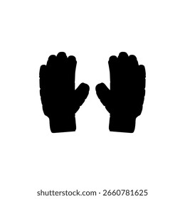 Paar Cricket Handschuhe Silhouette Vektor flaches Design auf weißem Hintergrund.