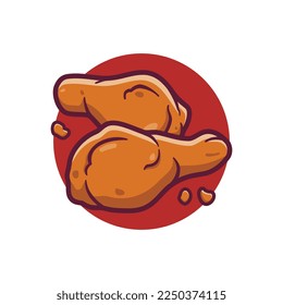 A pair crispy fried chicken with maroon circle background