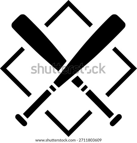 A pair of crossed Baseball bats framed by a square, made in Affinity Designer.