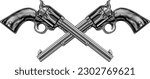 A pair of crossed cowboy guns western pistols old vintage revolvers 
