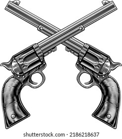 Pair Crossed Western Cowboy Gun Pistol Stock Vector (Royalty Free ...