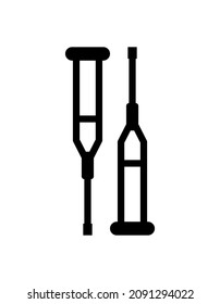 pair of crutches icon vector isolated on white background