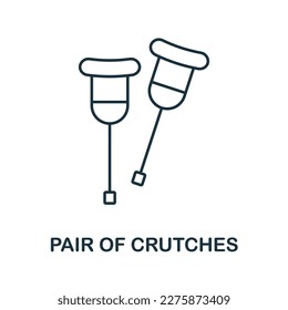 Pair Of Crutches line icon. Simple element from healthcare collection. Creative Pair Of Crutches outline icon for web design, templates, infographics and more