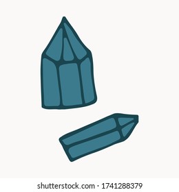 Pair of crystals in vector, in blue color. 