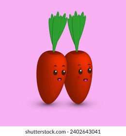 Par de zanahorias adorables 3d