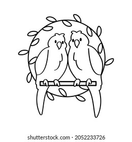 Pair of cute birds on a branch Vector illustration